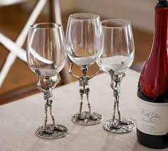 Pottery Barn Skeleton Wine Glass Wine