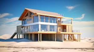 Modern Beach House On The Water 3d