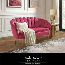 Nicole Miller Irelyn 66 5 In Modern Fuchsia Velvet 2 Seater Loveseat In Pink Nsa402 02fc Ls