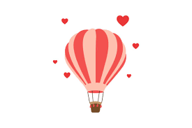 Valentine Love Air Balloon Vector Icon