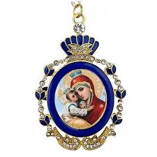 Virgin Mary Pendant Icon In Enameled
