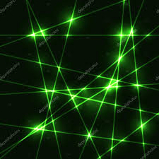 random green laser beams on dark