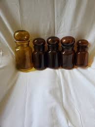 Belgian Amber Glass Apothecary Jars