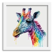 Rainbow Giraffe Art Print Drawify