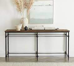 Parquet Reclaimed Wood Metal Console Table Pottery Barn