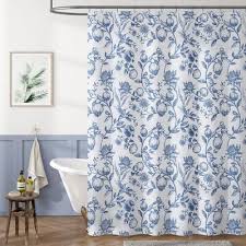 Fl Shower Curtain Blue Flower