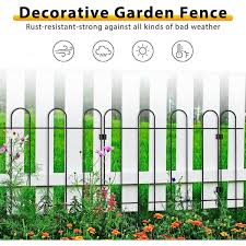 Garden Fence Decorative No Dig Fence Rustproof Black Metal Animal Barrier Border Fence 20 Pack