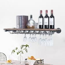 Retro Wall Mounted Wine Rack With Shelf