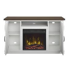 Modern Farmhouse Tv Stand For Tvs Up To 55 With Electric Fireplace White