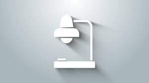 White Table Lamp Icon Isolated On Grey