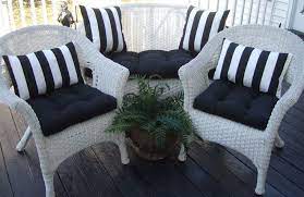 Wicker Outdoor Cushions Black Solid And