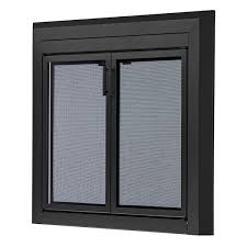 Uniflame Large Logan Black Cabinet Style Fireplace Doors With Smoke Tempered Glass