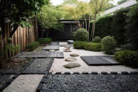 Minimalist Garden With Paths Of Pebbles