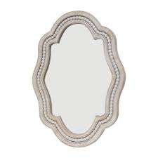 Parisloft 20 In W X 27 125 In H Beaded Scalloped Whitewash Wood Framed Wall Mirror