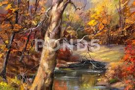 Detail Of Autumn Landscape Oil Painting