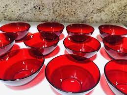 Arcoroc France Red Bowls Ruby Red