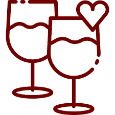 Valentine Day Wine Glasses Love Icons