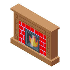 Brick Pizza Oven With Fire Icon Flat