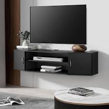 Fitueyes Wall Mounted Tv Media Console Floating Desk Storage Hutch For Home And Office Black