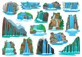 Waterfall Isolated Cartoon Set Icon