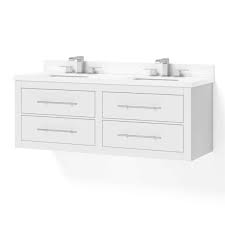60in White Dual Sink Floating Wall