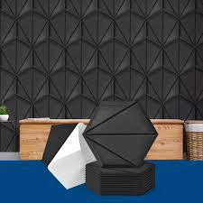 Art3dwallpanels 14 In X 12 In Acoustic L And Stick Triangle Black Pvc Wall Paneling Soundproof Wall Panel 12 Pack