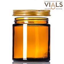 Amber Glass Jar 240ml With Gold Color