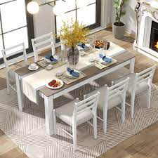 7pc Wooden Dining Table Set
