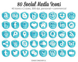 Watercolor Social Media Icon Turquoise