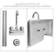 Wellfor 17 In Wall Mount Stainless Steel 1 Compartment Commercial Hand Wash Sink With Faucet Silver