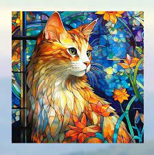 Cat Faux Stained Glass Window Cling