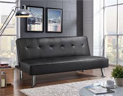 Easyfashion Convertible Faux Leather Futon Sofa Bed Black