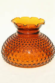 Vintage Amber Glass Hobnail Lampshade