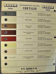 1954 Chrysler Paint Chip Colors Sheet