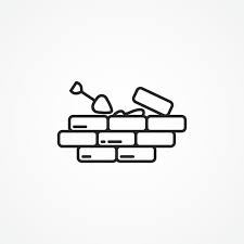 Brick Wall Line Icon Building And