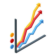 Ranking Lines Graph Icon Isometric Of