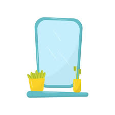 Flat Vector Icon Of Blue Mirror And