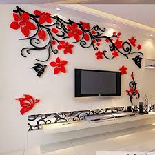 Red Flower 3d Stickers For Home Decor