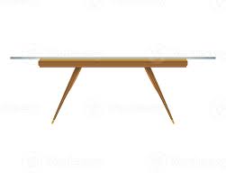 Glass Tabletop Wood Table Front View In