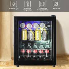 Elexnux 17 13 In 10 Bottle Wine And 75 Can Beverage Cooler Mini Refrigerator With Wire Adjustable Shelving For Office Bar Black