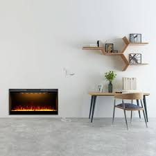 Flame 36 In Wall Mounted Automatic Constant Temperature Electric Fireplace Insert