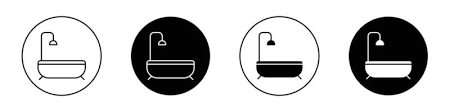 Bath Icon Set Black Filled And Outlined