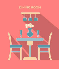 Dining Room Furniture Set Vector Flat