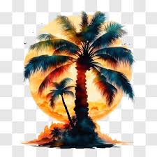 Stunning Palm Tree Sunset Png