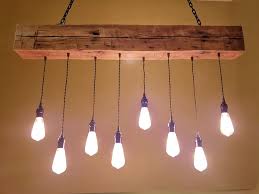 wood chandelier light from hand hewn