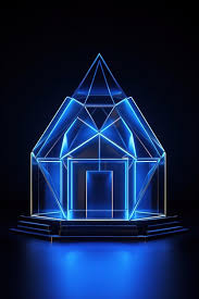 Icon In Blue Glass Dome Lowpoly Style