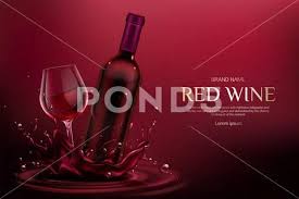 Red Wine Bottle And Glass Vine