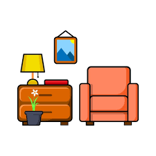 Furniture Living Room Flat Design With