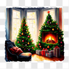 Fireplace And Presents Png