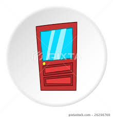 Door With Glass Icon Cartoon Style